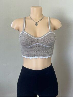 Tan and White Crocheted Camisole